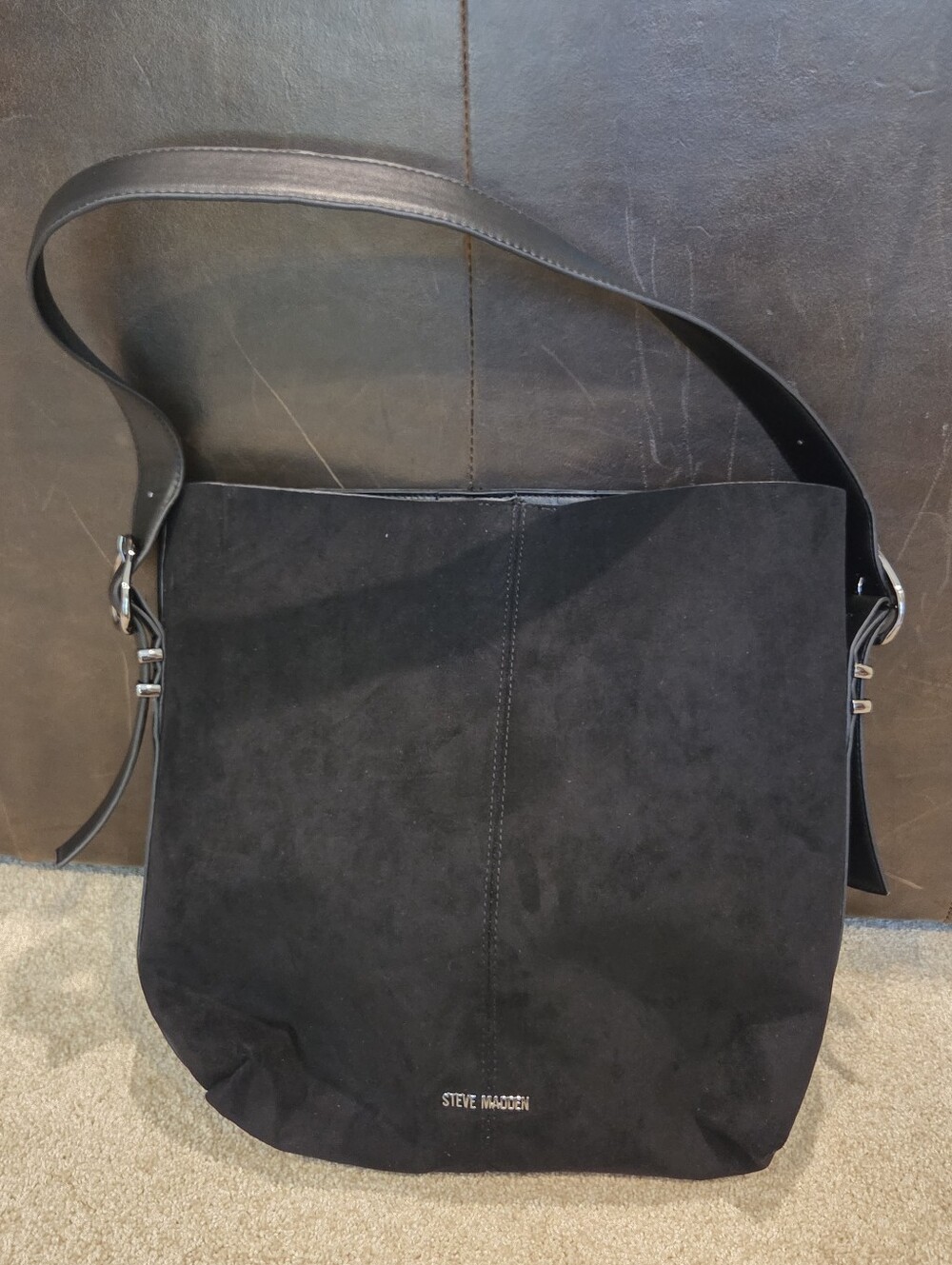 Steve Madden Black Suede Bucket Bag